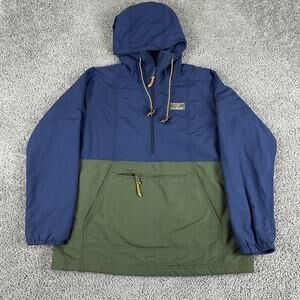 LL Bean Pullover Jacket Womens Small Blue Green Hooded Anorak Outdoor Hiking